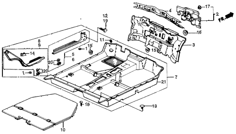 1990 civic DX 4 DOOR 4AT FLOOR MAT - INSULATOR diagram 1990 civic DX 4 DOOR 4AT FLOOR MAT - INSULATOR diagram