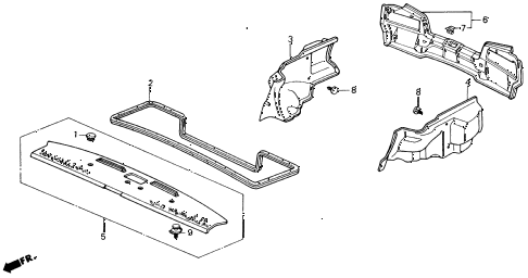1991 civic LX 4 DOOR 5MT REAR TRAY diagram 1991 civic LX 4 DOOR 5MT REAR TRAY diagram