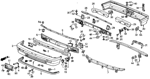 1989 civic LX 4 DOOR 4AT BUMPER diagram 1989 civic LX 4 DOOR 4AT BUMPER diagram