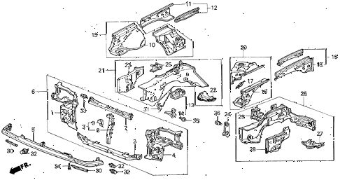 1991 civic LX 4 DOOR 5MT FRONT BULKHEAD diagram 1991 civic LX 4 DOOR 5MT FRONT BULKHEAD diagram