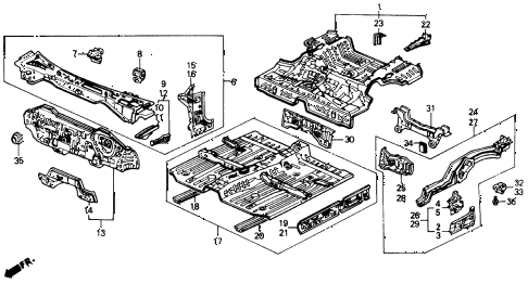 1990 civic LX 4 DOOR 4AT DASHBOARD - FLOOR diagram 1990 civic LX 4 DOOR 4AT DASHBOARD - FLOOR diagram