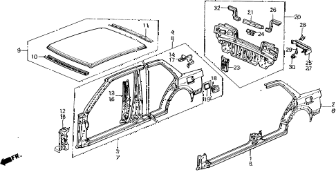 1990 civic DX 4 DOOR 4AT OUTER PANEL diagram 1990 civic DX 4 DOOR 4AT OUTER PANEL diagram