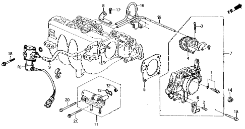1991 civic EX 4 DOOR 5MT THROTTLE BODY (2) diagram 1991 civic EX 4 DOOR 5MT THROTTLE BODY (2) diagram