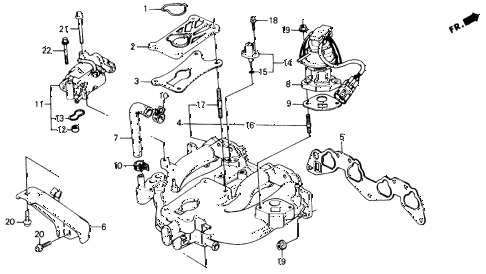 1988 civic DX 4 DOOR 4AT INTAKE MANIFOLD (1) diagram 1988 civic DX 4 DOOR 4AT INTAKE MANIFOLD (1) diagram