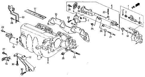 1991 civic EX 4 DOOR 5MT INTAKE MANIFOLD (2) diagram 1991 civic EX 4 DOOR 5MT INTAKE MANIFOLD (2) diagram