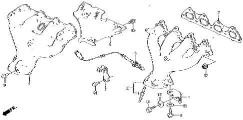 1989 civic DX 4 DOOR 5MT EXHAUST MANIFOLD diagram 1989 civic DX 4 DOOR 5MT EXHAUST MANIFOLD diagram