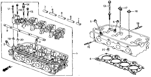1989 civic DX 4 DOOR 5MT CYLINDER HEAD diagram 1989 civic DX 4 DOOR 5MT CYLINDER HEAD diagram