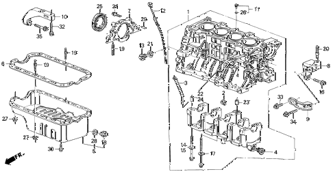 1991 civic EX 4 DOOR 5MT CYLINDER BLOCK - OIL PAN diagram 1991 civic EX 4 DOOR 5MT CYLINDER BLOCK - OIL PAN diagram