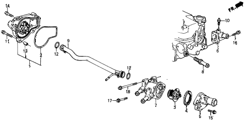 1988 civic DX 4 DOOR 5MT WATER PUMP - THERMOSTAT diagram 1988 civic DX 4 DOOR 5MT WATER PUMP - THERMOSTAT diagram