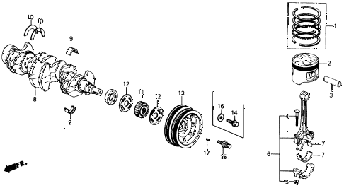 1988 civic DX 4 DOOR 4AT CRANKSHAFT - PISTON diagram 1988 civic DX 4 DOOR 4AT CRANKSHAFT - PISTON diagram