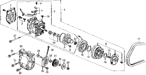 1988 civic DX 4 DOOR 4AT A/C COMPRESSOR (SANDEN) diagram 1988 civic DX 4 DOOR 4AT A/C COMPRESSOR (SANDEN) diagram