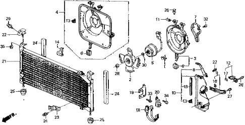 1990 civic DX 4 DOOR 4AT A/C AIR CONDITIONER (CONDENSER) diagram 1990 civic DX 4 DOOR 4AT A/C AIR CONDITIONER (CONDENSER) diagram