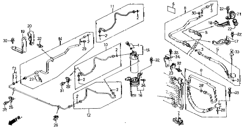 1991 civic LX 4 DOOR 5MT A/C HOSES - PIPES diagram 1991 civic LX 4 DOOR 5MT A/C HOSES - PIPES diagram
