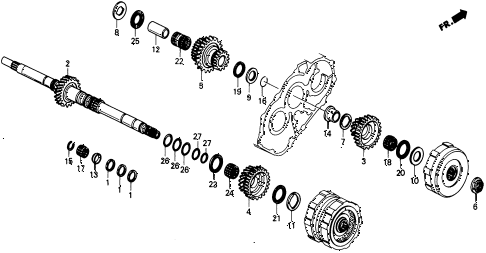 1991 civic 4WD(1600) 5 DOOR 4AT AT MAINSHAFT GEARS 4WD diagram 1991 civic 4WD(1600) 5 DOOR 4AT AT MAINSHAFT GEARS 4WD diagram
