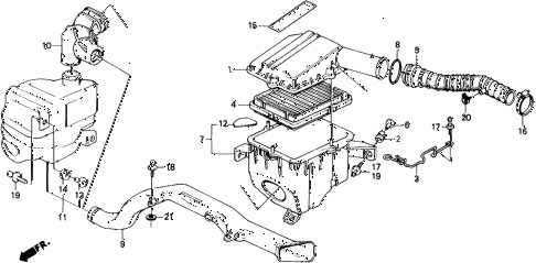 1989 civic 4WD(1600) 5 DOOR 4AT AIR CLEANER diagram 1989 civic 4WD(1600) 5 DOOR 4AT AIR CLEANER diagram