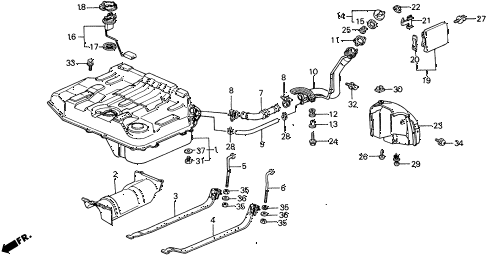 1990 civic 4WD(1600) 5 DOOR 5MT FUEL TANK diagram 1990 civic 4WD(1600) 5 DOOR 5MT FUEL TANK diagram