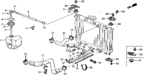 1990 civic 4WD(1600) 5 DOOR 4AT RADIATOR HOSE diagram 1990 civic 4WD(1600) 5 DOOR 4AT RADIATOR HOSE diagram