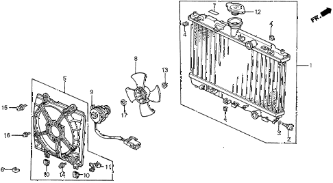 1988 civic **(WAGOVAN) 5 DOOR 4AT RADIATOR (TOYO) diagram 1988 civic **(WAGOVAN) 5 DOOR 4AT RADIATOR (TOYO) diagram