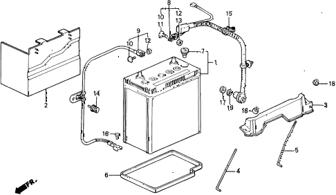 1988 civic DX 5 DOOR 4AT BATTERY - BATTERY CABLE diagram 1988 civic DX 5 DOOR 4AT BATTERY - BATTERY CABLE diagram
