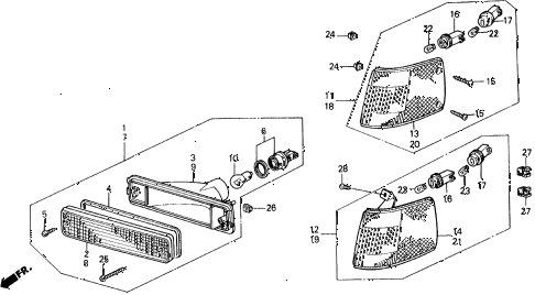 1990 civic 4WD(1600) 5 DOOR 4AT FRONT COMBINATION LIGHT diagram 1990 civic 4WD(1600) 5 DOOR 4AT FRONT COMBINATION LIGHT diagram