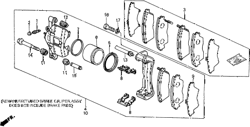 1990 civic 4WD(1600) 5 DOOR 4AT FRONT BRAKE CALIPER 4WD diagram 1990 civic 4WD(1600) 5 DOOR 4AT FRONT BRAKE CALIPER 4WD diagram