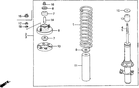 1991 civic 4WD(1600) 5 DOOR 5MT FRONT SHOCK ABSORBER diagram 1991 civic 4WD(1600) 5 DOOR 5MT FRONT SHOCK ABSORBER diagram