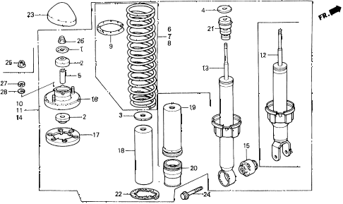 1988 civic **(WAGOVAN) 5 DOOR 5MT REAR SHOCK ABSORBER diagram 1988 civic **(WAGOVAN) 5 DOOR 5MT REAR SHOCK ABSORBER diagram