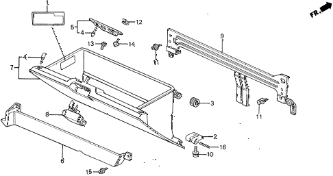 1988 civic 4WD(1600) 5 DOOR 5MT GLOVE BOX (1) diagram 1988 civic 4WD(1600) 5 DOOR 5MT GLOVE BOX (1) diagram
