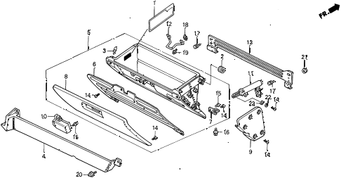 1991 civic 4WD(1600) 5 DOOR 5MT GLOVE BOX (2) diagram 1991 civic 4WD(1600) 5 DOOR 5MT GLOVE BOX (2) diagram