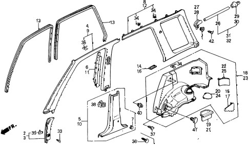 1991 civic 4WD(1600) 5 DOOR 5MT OPENING TRIM diagram 1991 civic 4WD(1600) 5 DOOR 5MT OPENING TRIM diagram