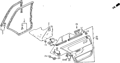 1988 civic **(WAGOVAN) 5 DOOR 5MT REAR DOOR LINING diagram 1988 civic **(WAGOVAN) 5 DOOR 5MT REAR DOOR LINING diagram