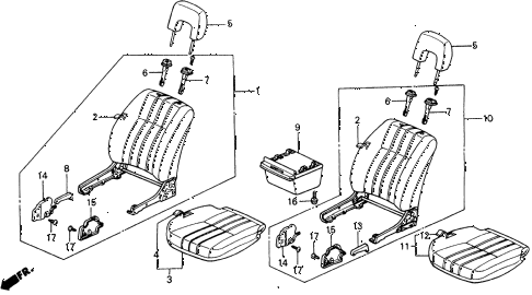 1988 civic **(WAGOVAN) 5 DOOR 5MT FRONT SEAT (1) diagram 1988 civic **(WAGOVAN) 5 DOOR 5MT FRONT SEAT (1) diagram