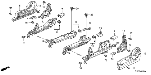 1990 civic DX 5 DOOR 4AT FRONT SEAT COMPONENTS (2) diagram 1990 civic DX 5 DOOR 4AT FRONT SEAT COMPONENTS (2) diagram