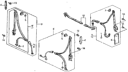1989 civic **(WAGOVAN) 5 DOOR 5MT SEAT BELT (1) diagram 1989 civic **(WAGOVAN) 5 DOOR 5MT SEAT BELT (1) diagram