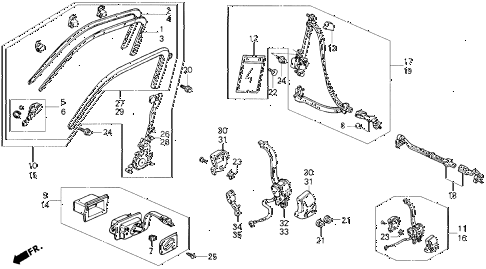1990 civic DX 5 DOOR 4AT SEAT BELT (2) diagram 1990 civic DX 5 DOOR 4AT SEAT BELT (2) diagram