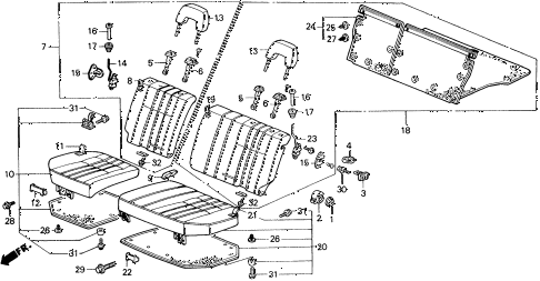1991 civic DX 5 DOOR 5MT REAR SEAT (EXC. WAGOVAN) diagram 1991 civic DX 5 DOOR 5MT REAR SEAT (EXC. WAGOVAN) diagram