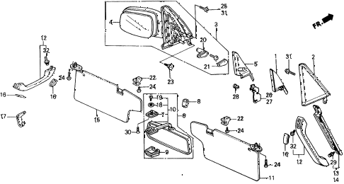 1989 civic DX 5 DOOR 5MT INTERIOR ACCESSORIES diagram 1989 civic DX 5 DOOR 5MT INTERIOR ACCESSORIES diagram