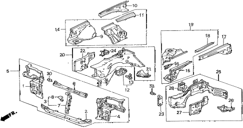 1988 civic DX 5 DOOR 4AT FRONT BULKHEAD diagram 1988 civic DX 5 DOOR 4AT FRONT BULKHEAD diagram