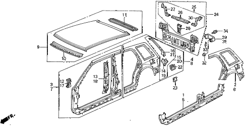 1988 civic **(WAGOVAN) 5 DOOR 4AT OUTER PANEL diagram 1988 civic **(WAGOVAN) 5 DOOR 4AT OUTER PANEL diagram