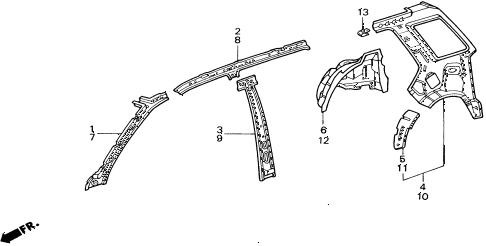 1990 civic 4WD(1600) 5 DOOR 4AT INNER PANEL diagram 1990 civic 4WD(1600) 5 DOOR 4AT INNER PANEL diagram
