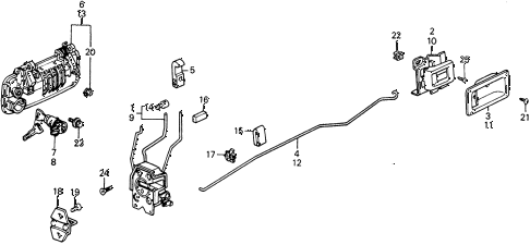 1990 civic 4WD(1600) 5 DOOR 5MT FRONT DOOR LOCKS diagram 1990 civic 4WD(1600) 5 DOOR 5MT FRONT DOOR LOCKS diagram