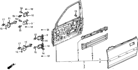 1988 civic DX 5 DOOR 4AT FRONT DOOR PANELS diagram 1988 civic DX 5 DOOR 4AT FRONT DOOR PANELS diagram