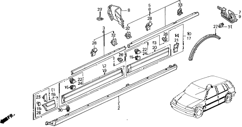 1990 civic DX 5 DOOR 4AT SIDE PROTECTOR diagram 1990 civic DX 5 DOOR 4AT SIDE PROTECTOR diagram