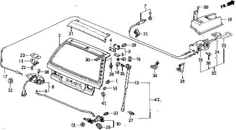 1991 civic 4WD(1600) 5 DOOR 4AT TAILGATE diagram 1991 civic 4WD(1600) 5 DOOR 4AT TAILGATE diagram