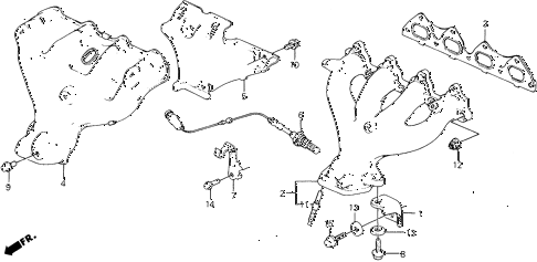 1990 civic 4WD(1600) 5 DOOR 4AT EXHAUST MANIFOLD diagram 1990 civic 4WD(1600) 5 DOOR 4AT EXHAUST MANIFOLD diagram