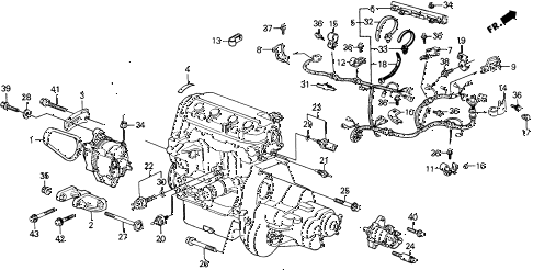 1988 civic **(WAGOVAN) 5 DOOR 5MT ENGINE SUB CORD - CLAMP diagram 1988 civic **(WAGOVAN) 5 DOOR 5MT ENGINE SUB CORD - CLAMP diagram