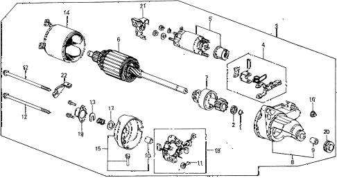 1989 civic DX 5 DOOR 5MT STARTER MOTOR (DENSO) (CALIF.) diagram 1989 civic DX 5 DOOR 5MT STARTER MOTOR (DENSO) (CALIF.) diagram