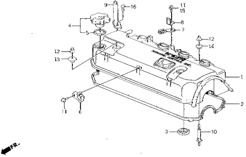1989 civic DX 5 DOOR 5MT CYLINDER HEAD COVER diagram 1989 civic DX 5 DOOR 5MT CYLINDER HEAD COVER diagram