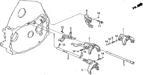 1989 civic DX 5 DOOR 5MT MT SHIFT FORK - FORK SHAFT diagram 1989 civic DX 5 DOOR 5MT MT SHIFT FORK - FORK SHAFT diagram