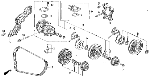 1993 accord LX 2 DOOR 5MT A/C COMPRESSOR (3) diagram 1993 accord LX 2 DOOR 5MT A/C COMPRESSOR (3) diagram